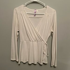 White long sleeve wrap shirt